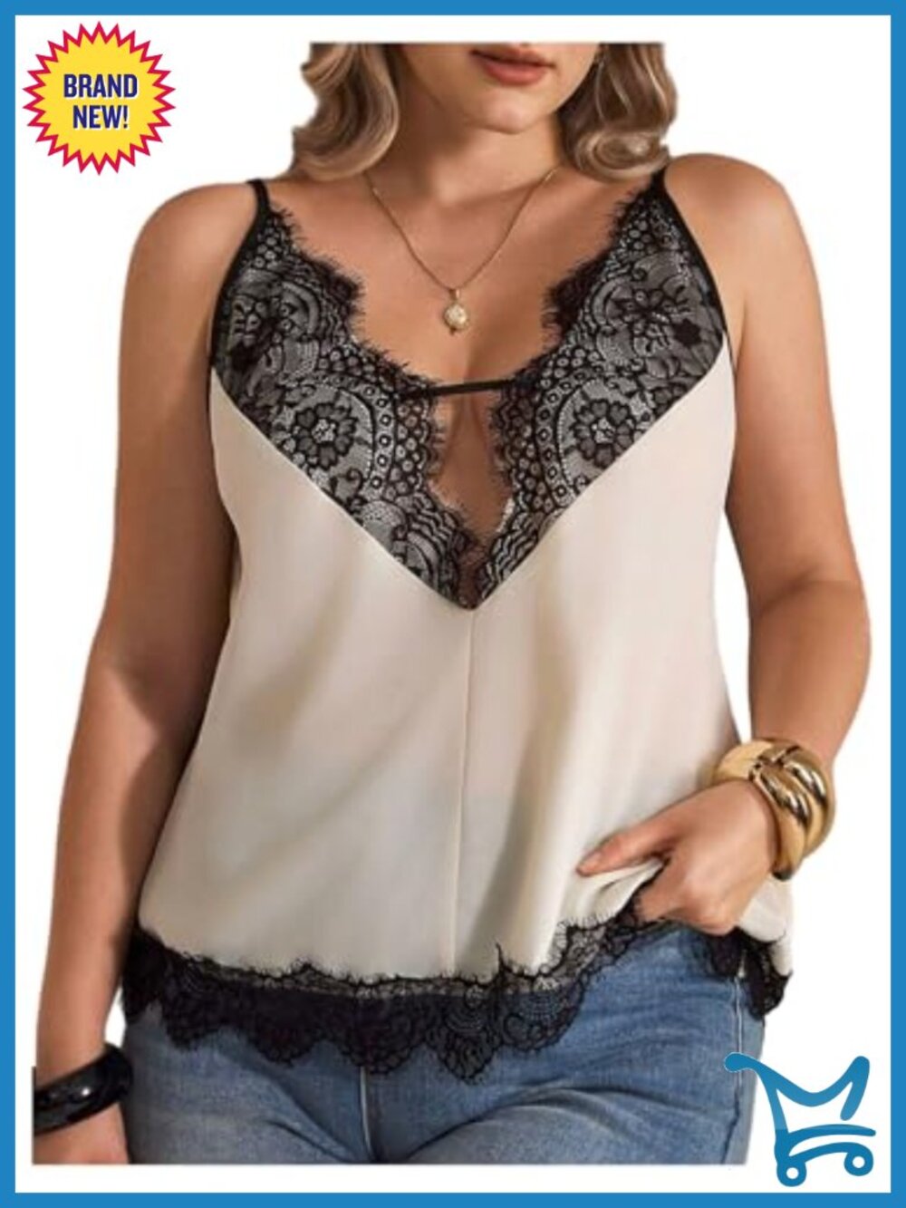 Plus Size Lace Camisole Deep V Neck Sleeveless Top Y2K